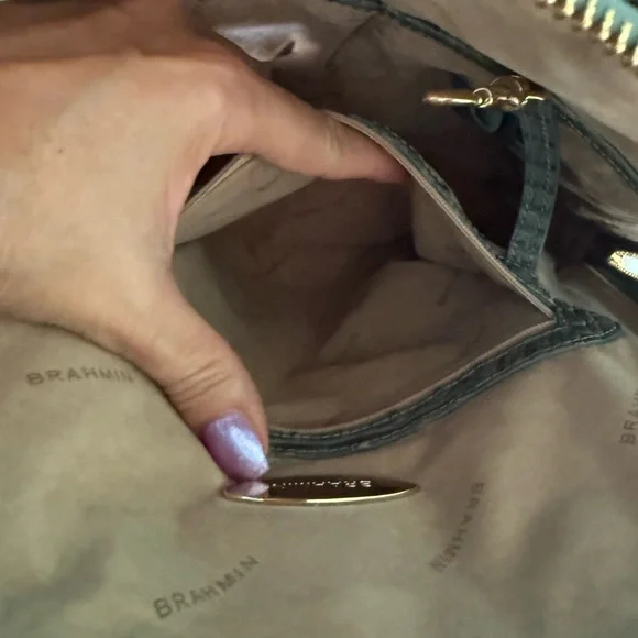 Brahmin Crocodile Embossed Gray /Blue Backpack - Picture 9 of 17